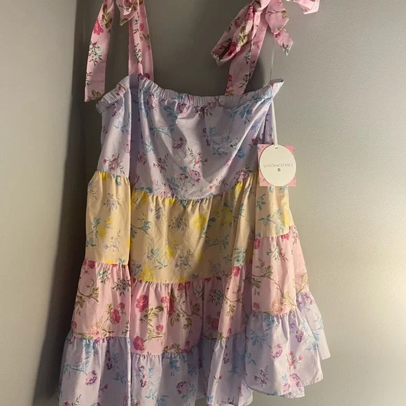 LoveShackFancy Floral Mini Dress in Pink and Purple - Picture 5 of 5